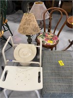 FLOOR LAMP, TABLE LAMPS, POTTY SEAT, SHOWER SEAT,