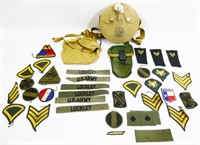 Grouping of Military Patches & Thermos