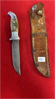 RH RUANA, SIGNED KNIFE & SHEATH, 4" BLADE,