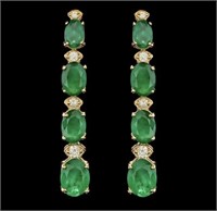 Certified 5.85 Cts Emerald Diamond Earrings