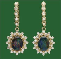 Certified 5.00 Cts Natural Opal Diamond Earrings