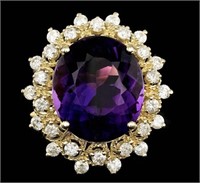 Certified 8.80 Cts Natural Amethyst Diamond Ring