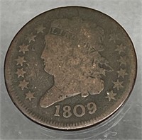 Copper U.S. Large Half-Cent 1809 Classic Head
