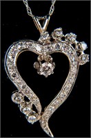 Jewelry 14kt White Gold Diamond Heart Necklace