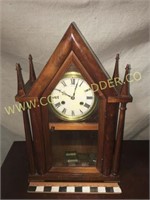 Handmade walnut cathedral style mantel clock