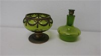 19thC French gilt metal green glass perfume