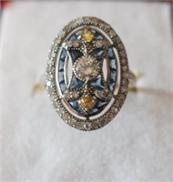 18ct gold sterling silver Sapphire Diamond ring