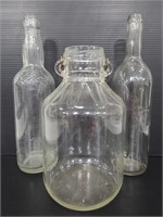 Clear glass bottle abd jar