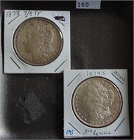 1878 (cleaned), 1879-S Morgan Dollars MS.