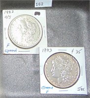 1882, 1883 Morgan Dollars F, F (cleaned).