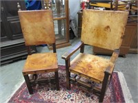2 southwestern leather chairs - vintage