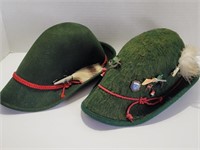 Vintage German Hats with Collector Pins