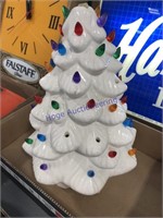 White ceramic Christmas tree, missing lites,