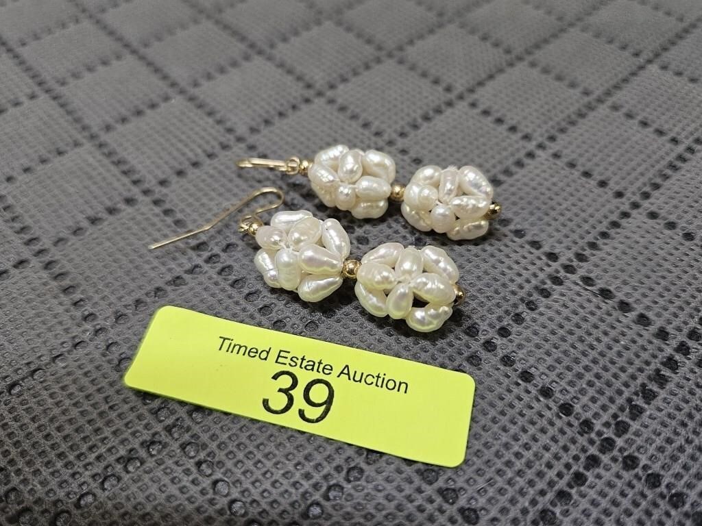 14K YELLOW GOLD AND PEARL EARRINGS