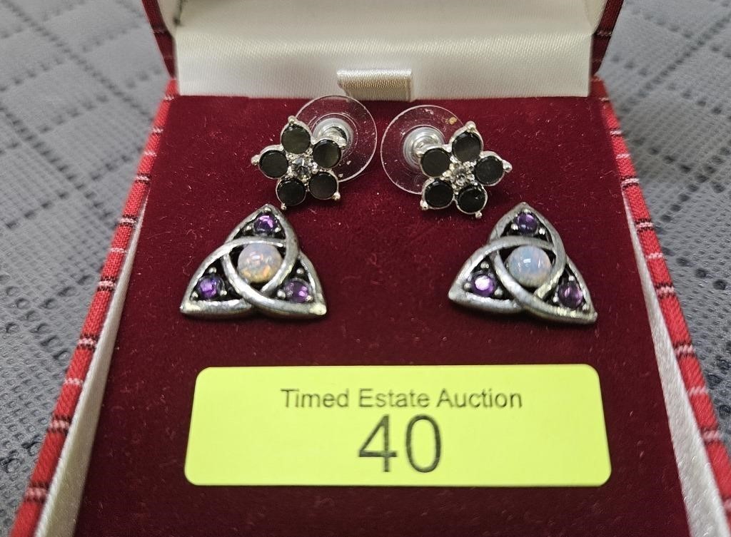 2- PAIRS OF STERLING SILVER GEMSTONE EARRINGS