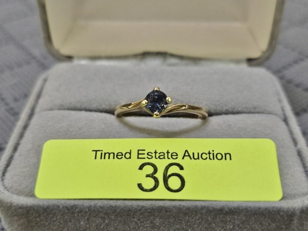 14K YELLOW GOLD ~.25CT SAPPHIRE RING, SZ-7,  2.6 G