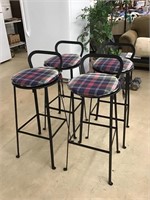 Wrought Iron Barstools Lot of 4 with Cushions