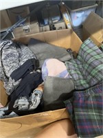 Box of cloths. Sweatpants, shirts, shorts.