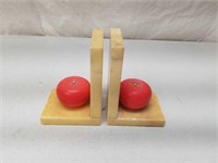 Vintage Marble Stone Red Apple Bookends