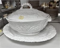 Neiman Marcus Italy Ceramic White Tureen and Under