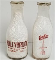 2 Vintage Delaware Milk Bottles