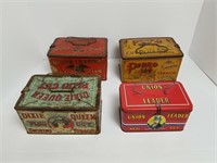 4 Vintage Rectangle Tobacco Tins