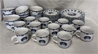 45 Piece Set Folk Craft Stoneware Cameo Snowman