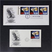 US Stamps 1985 Express Mail First Day Covers, 2 wi