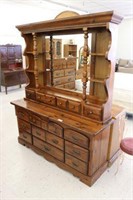 Pine Dresser and Hutch with Mirror