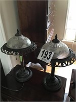 Pair of Lamps with Glass Shade