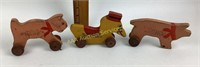 Wooden Pull Toy Pig, Duck, Cat, missing strings