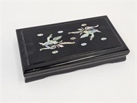 BLACK LAQUER BOX WITH ABALONE INLAY