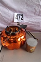 Glass Pumpkin Candle Holder & Yankee Candle