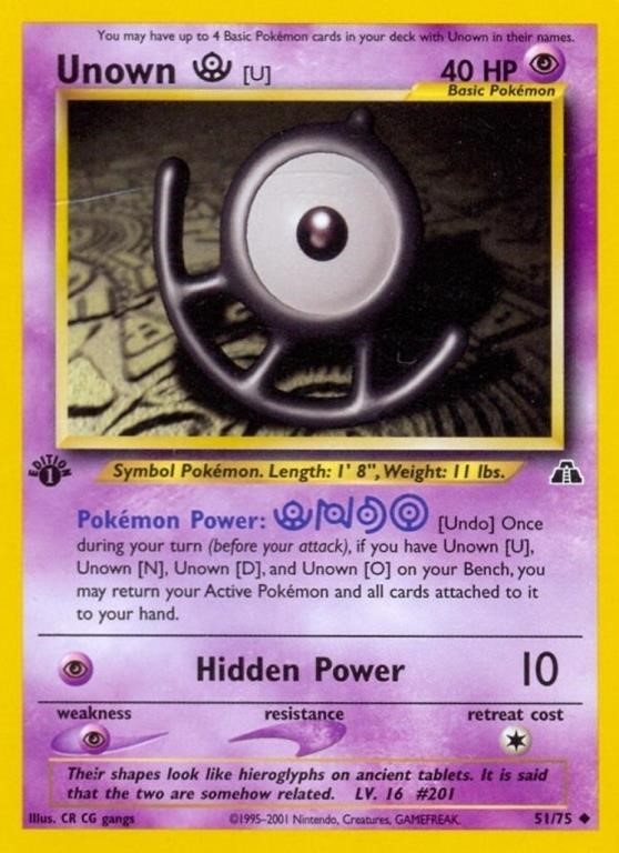 Unown U 51/75 Neo Discovery PokŽmon Card Unlimited