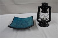 Battery operated lantern, 9.5" and mosaic square