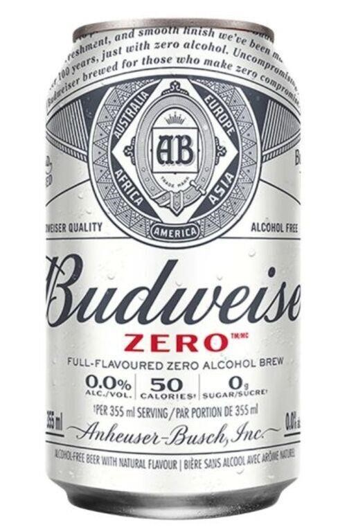 24-Pk Budweiser Zero Non-Alcoholic Beer, 355ml
