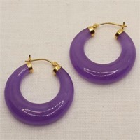 14K Purple Jade Earrings