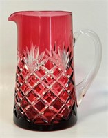 PRETTY TWO TONE CRANBERRY CRYSTAL PITCHER