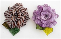 Fabrice Paris Purple & Brown Flower Brooches, 2