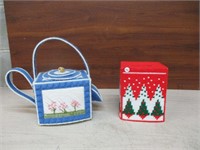 2 String Art Kleenex Holders - Tea Pot & Christmas