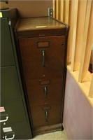 Antique Oak Globe 3 Drawer File Cabinet