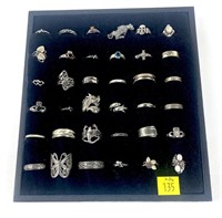 x36- Sterling silver rings, including hematite,