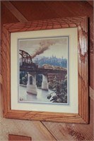 Train on Bridge Framed Print
