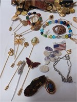 Lot to Include Various Vtg. Stick Pins, Scarrob
