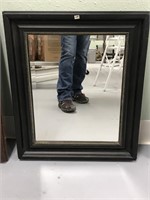 27 1/2" x 23" wood framed wall mirror, beveled mir