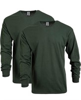 L Unisex Long Sleeve T-shirt Dark Green 2PK