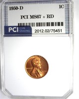 1950-D Cent MS67+ RD LISTS $1400