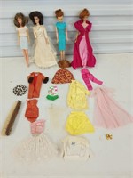 4 1960s Barbie dolls and assorted clothes from