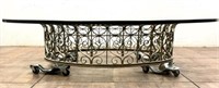 Large Iron & 3/4in Glass Top Cocktail Table
