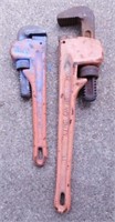 2 pipe wrenches: 10" - 14"
